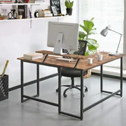 Computerbureau L-vormig Indusign zwart