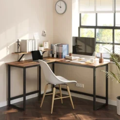 Computerbureau L-vormig Indusign zwart