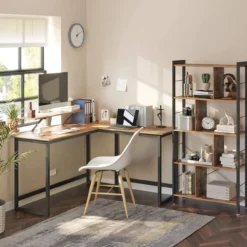Computerbureau L-vormig Indusign bruin