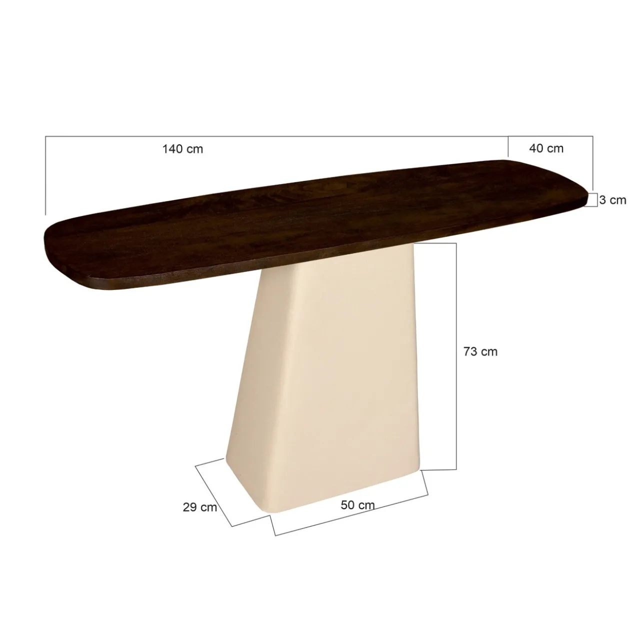 Console Milan hout 140 cm beige