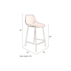 Counter kruk franky fluweel petrol