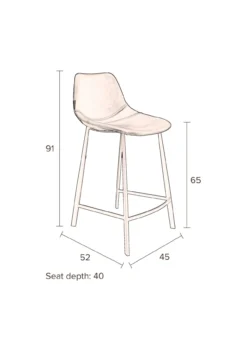 Counter stool franky velvet grey