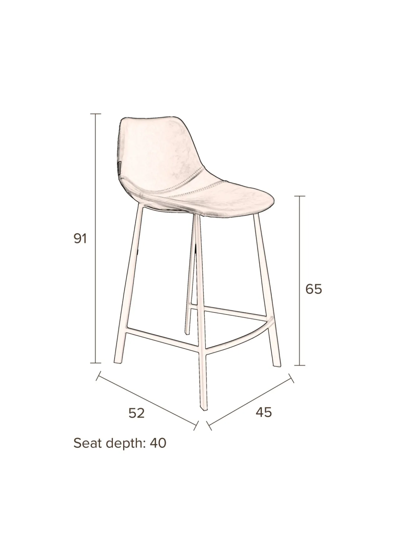 Counter stool franky velvet grey