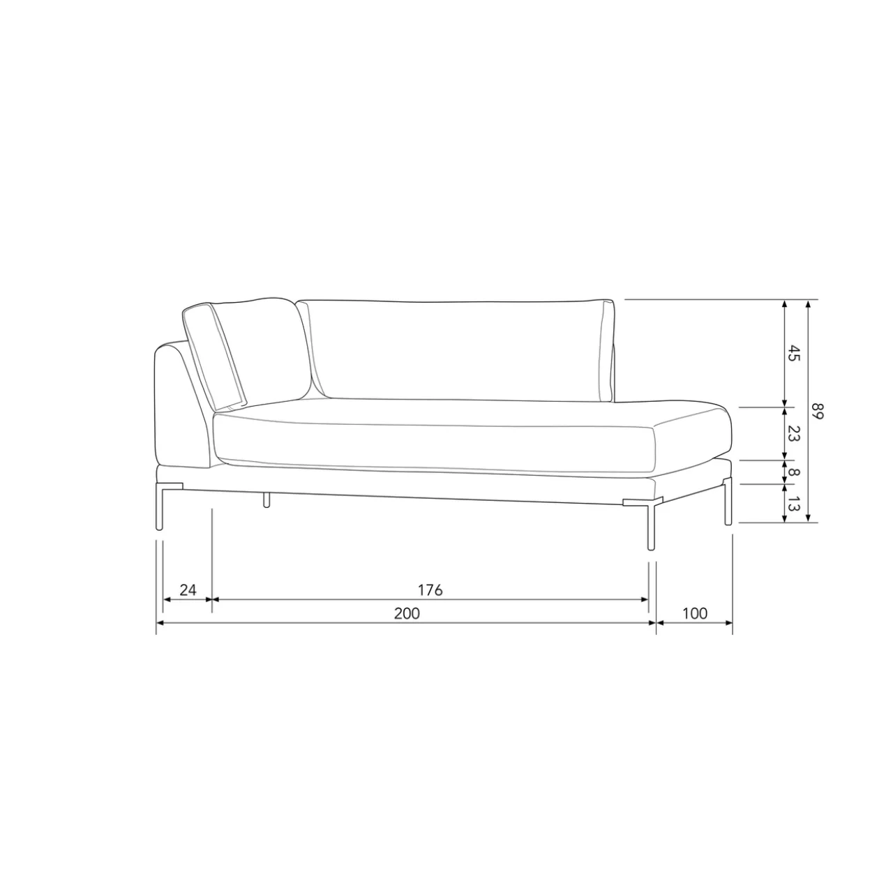 Couple lounge element rechts warm groen