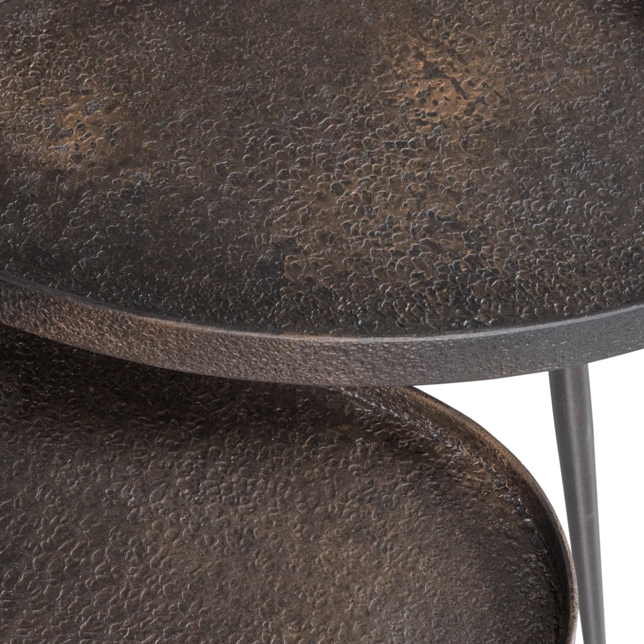 Crude bijzettafels antique brons - set van 2