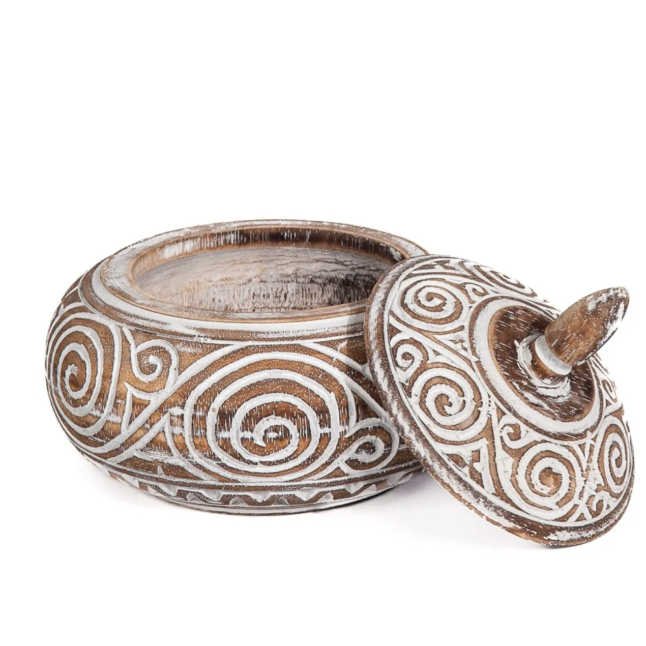 Decoratie pot Lingkaran burned/wit