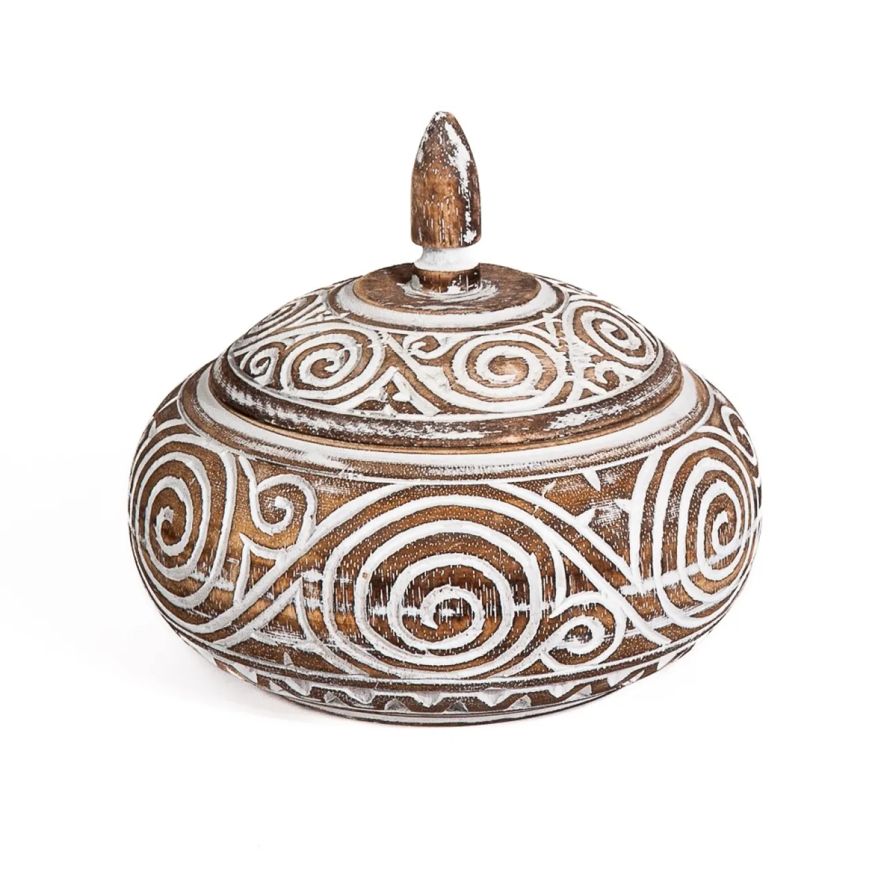 Decoratie pot Lingkaran burned/wit