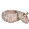 Decoratie pot Lingkaran natural/wit