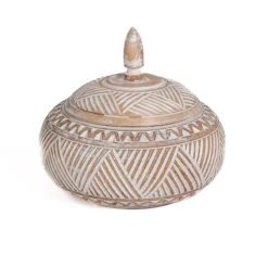 Decoratie pot Menemum natural/wit