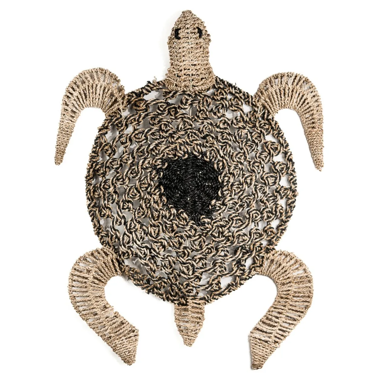 Decoratie wandornament Seagrass schildpad zwart