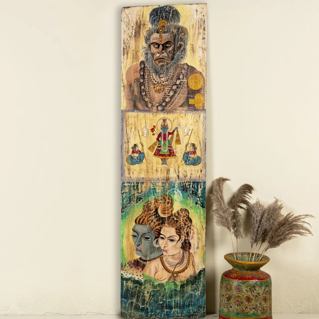 Deepak - Teakhouten Wandpaneel Hanuman 192cm