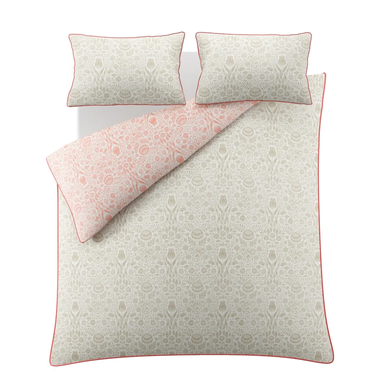 Dekbedovertrek Ashstead damask natural coral 200x200 cm