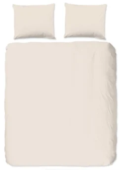 Dekbedovertrek Uni Satijn beige lits-jumeaux