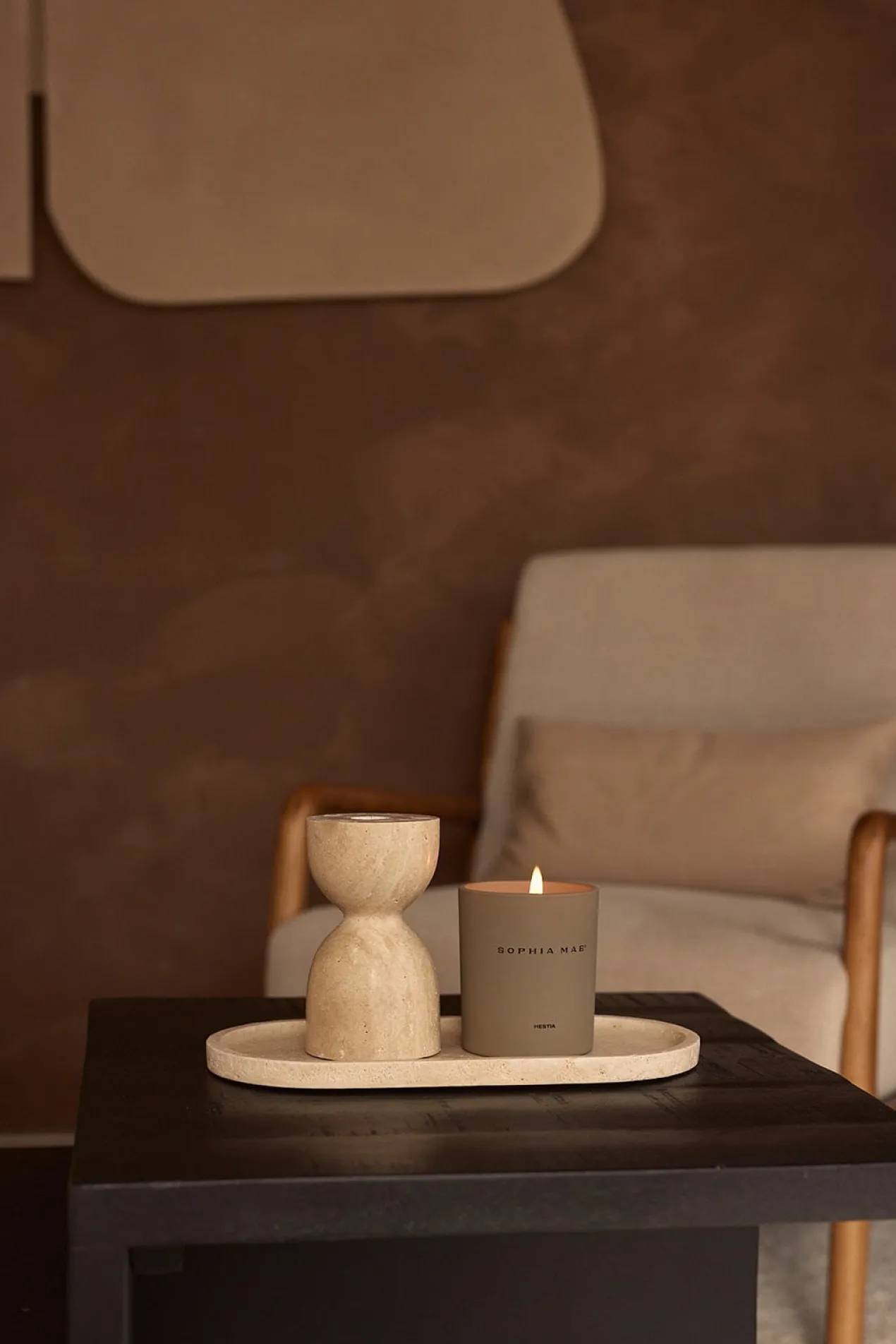 Design kaarshouder Travertine