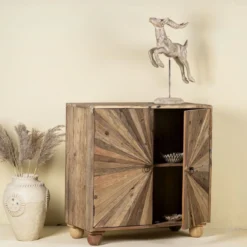 Dhriti - Kast van Gerecycled Hout met Zonpatroon