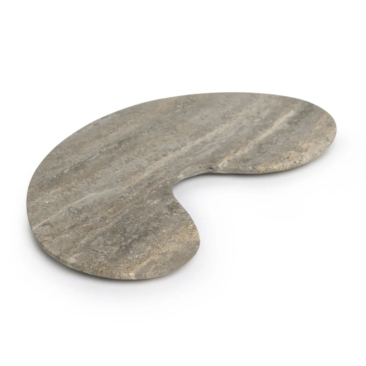 Dienblad organisch titanium travertine kidney