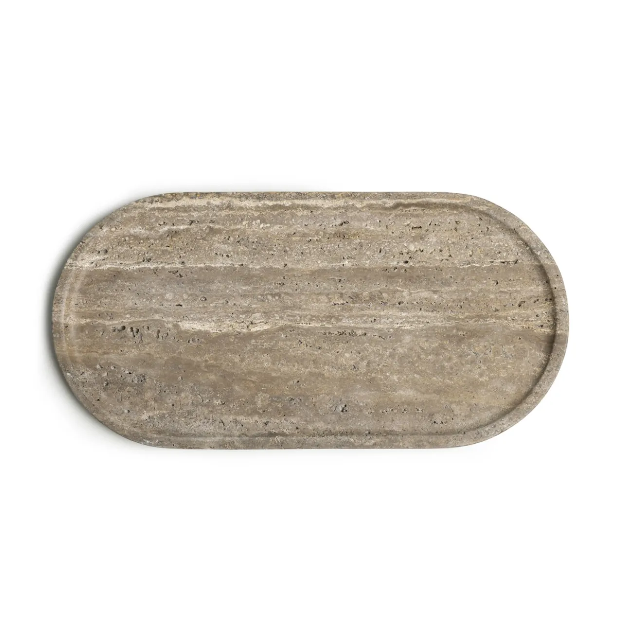 Dienblad Travertine Titanium ovaal 40x20cm
