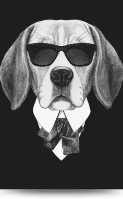 Dog with sunglasses- 3 – Canvas schilderij 40 x 60 cm