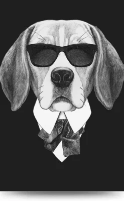 Dog with sunglasses- 3 – Canvas schilderij 100 x 200 cm