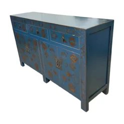 Dressoir blauw uniek mooi schilderwerk