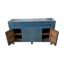 Dressoir blauw uniek mooi schilderwerk