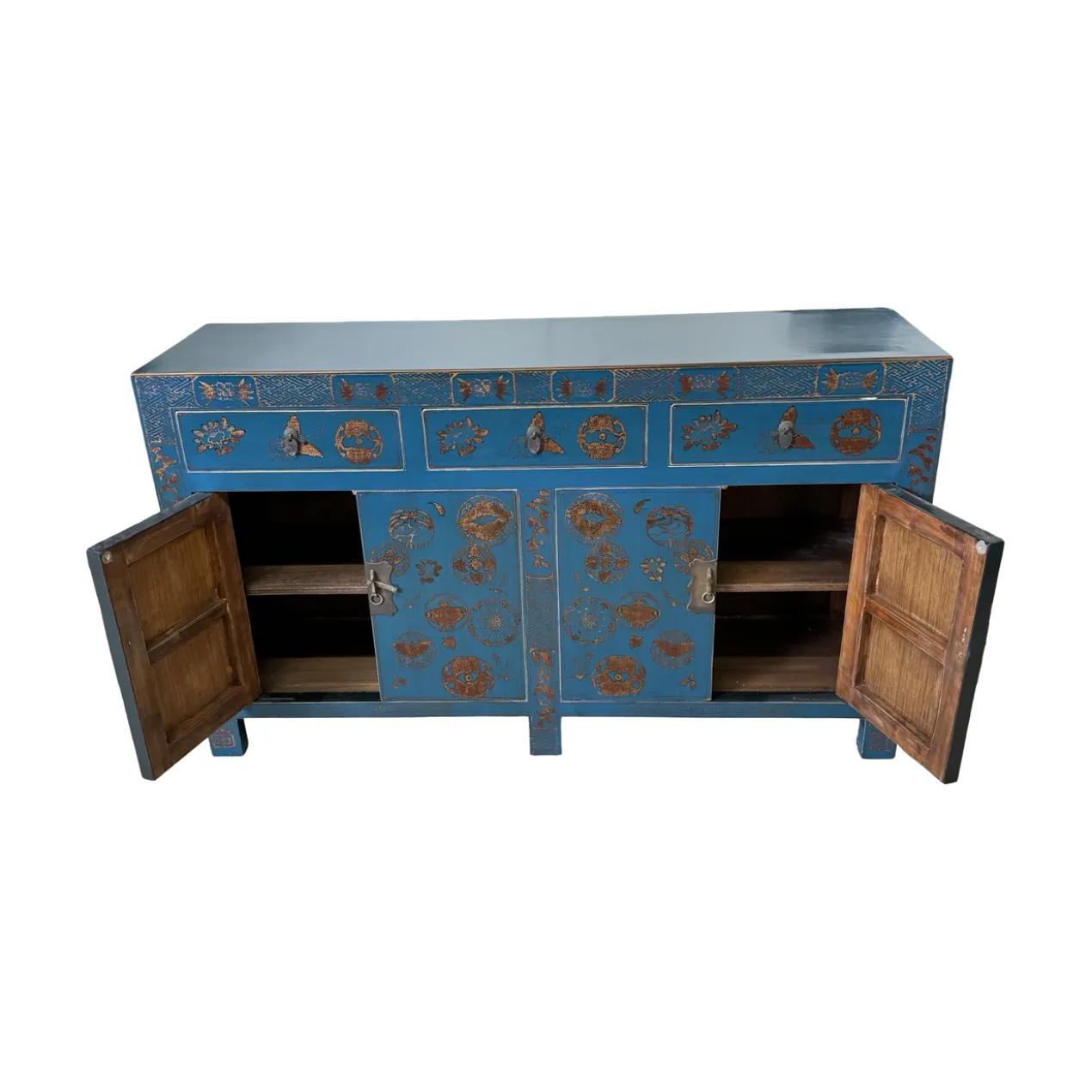 Dressoir blauw uniek mooi schilderwerk