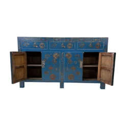 Dressoir blauw uniek mooi schilderwerk