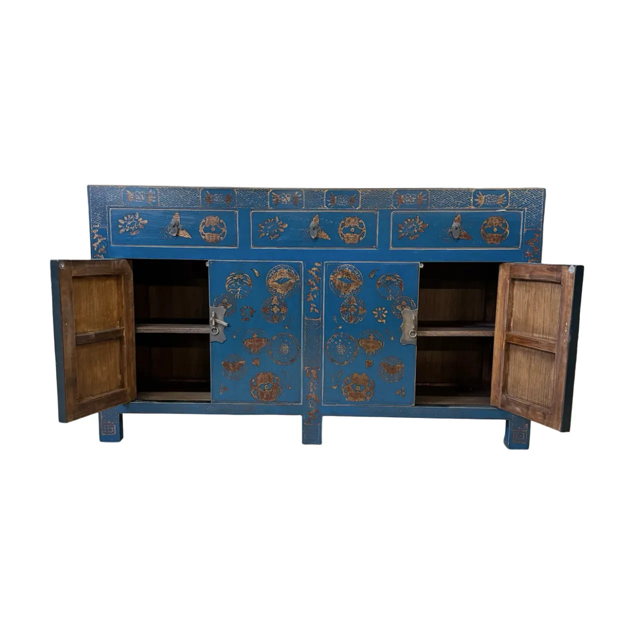 Dressoir blauw uniek mooi schilderwerk