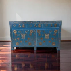 Dressoir blauw uniek mooi schilderwerk