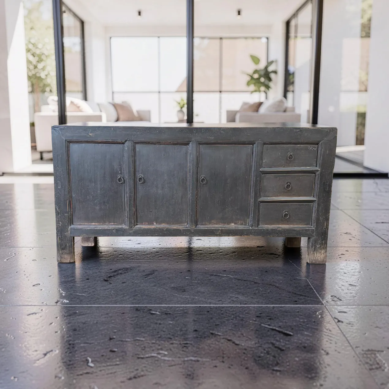 Dressoir 3deur 3la zwart/finish uniek