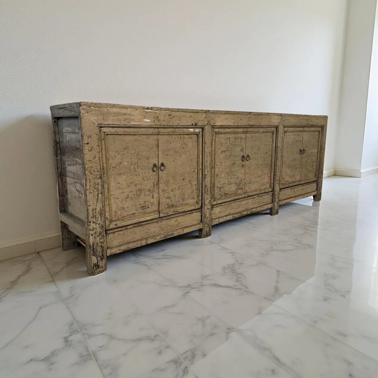 Dressoir 6 deur olijf/groen lak uniek