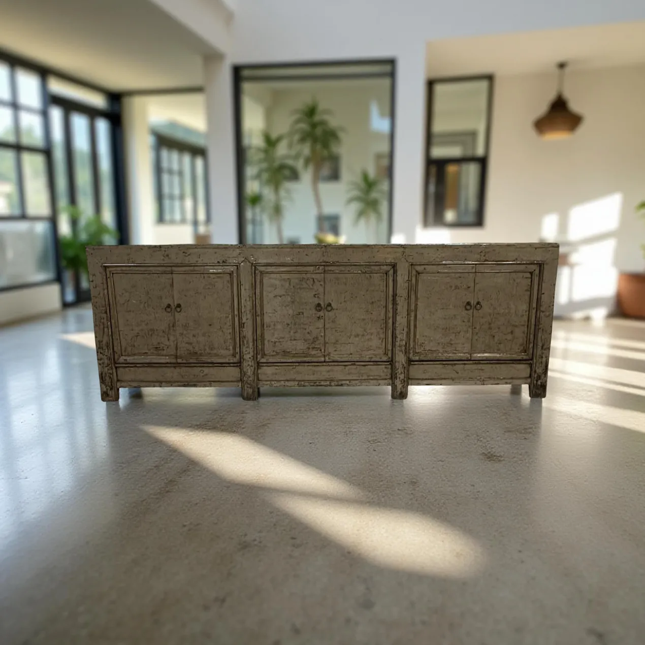 Dressoir 6 deur olijf/groen lak uniek