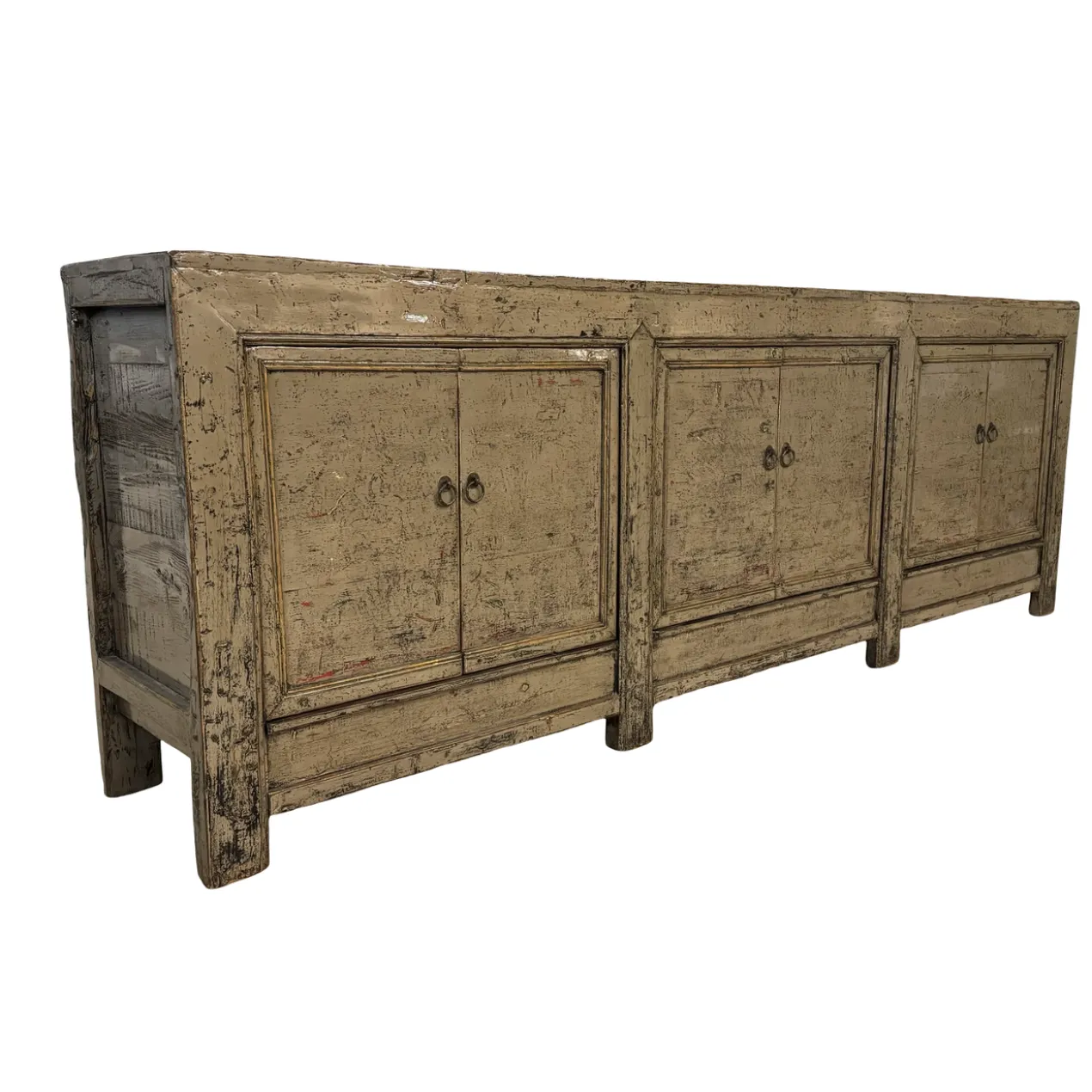 Dressoir 6 deur olijf/groen lak uniek