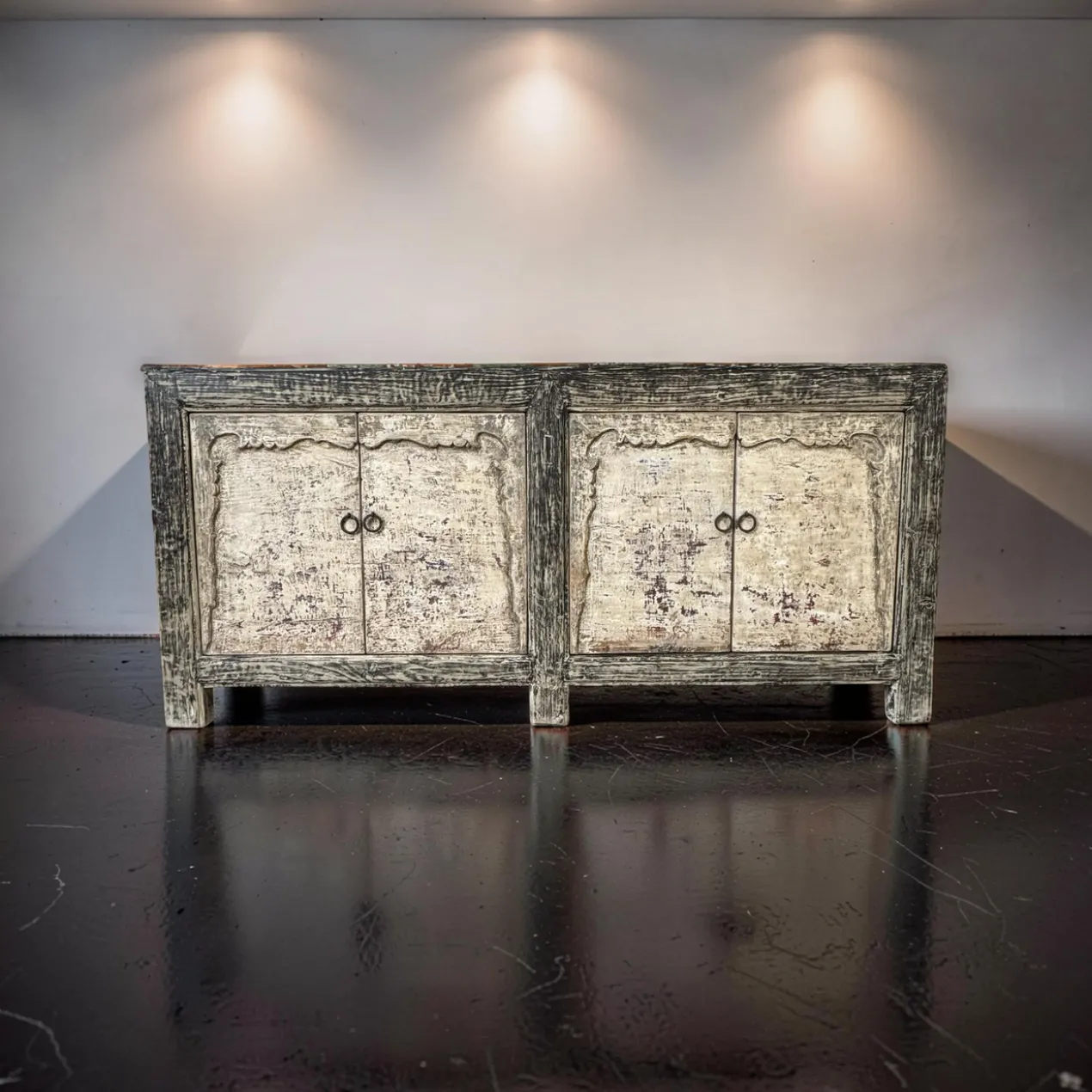 Dressoir 4 deurs Zwart wit finish uniek