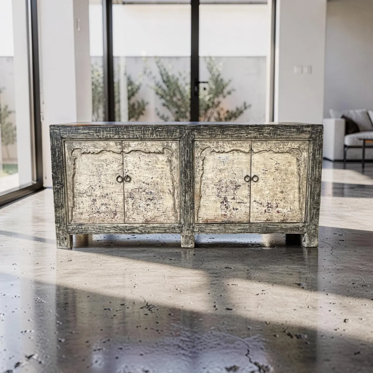 Dressoir 4 deurs Zwart wit finish uniek