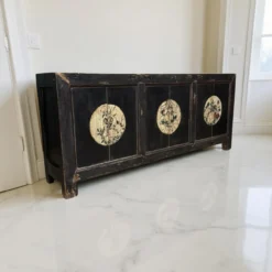 Dressoir 6dr zwart/beschilderd uniek