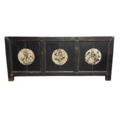 Dressoir 6dr zwart/beschilderd uniek
