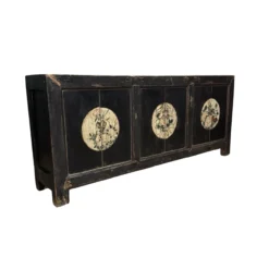 Dressoir 6dr zwart/beschilderd uniek