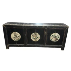 Dressoir 6dr zwart/beschilderd uniek