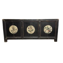 Dressoir 6dr zwart/beschilderd uniek