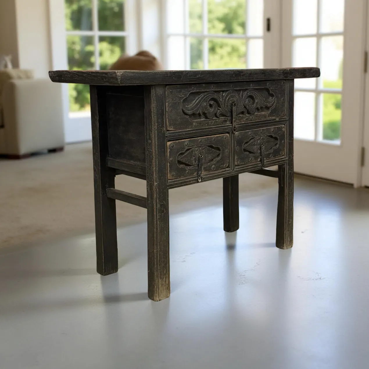 Dressoir zwart 3 la snijwerk uniek