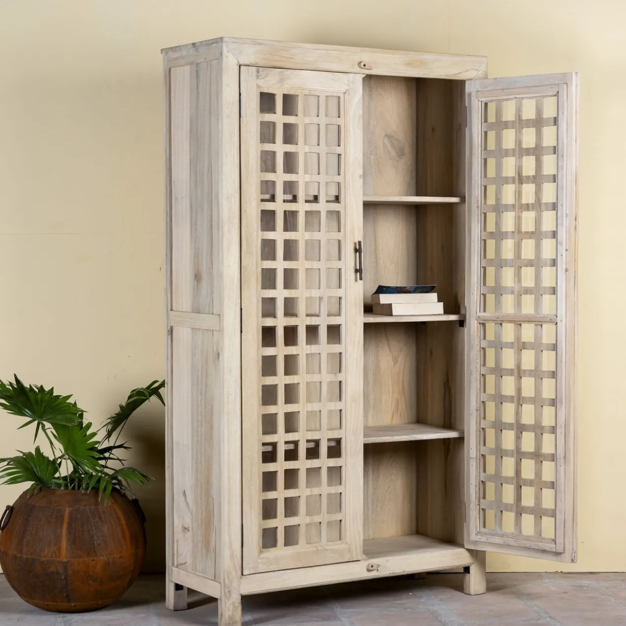 Drishti - Vitrinekast Mangohout Ibiza Stijl 180cm