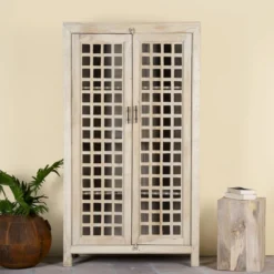 Drishti - Vitrinekast Mangohout Ibiza Stijl 180cm