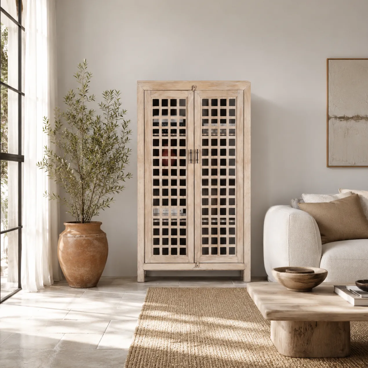 Drishti - Vitrinekast Mangohout Ibiza Stijl 180cm