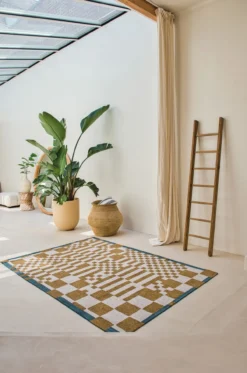 Ecorugs vloerkleed Chess goud 280x390 cm