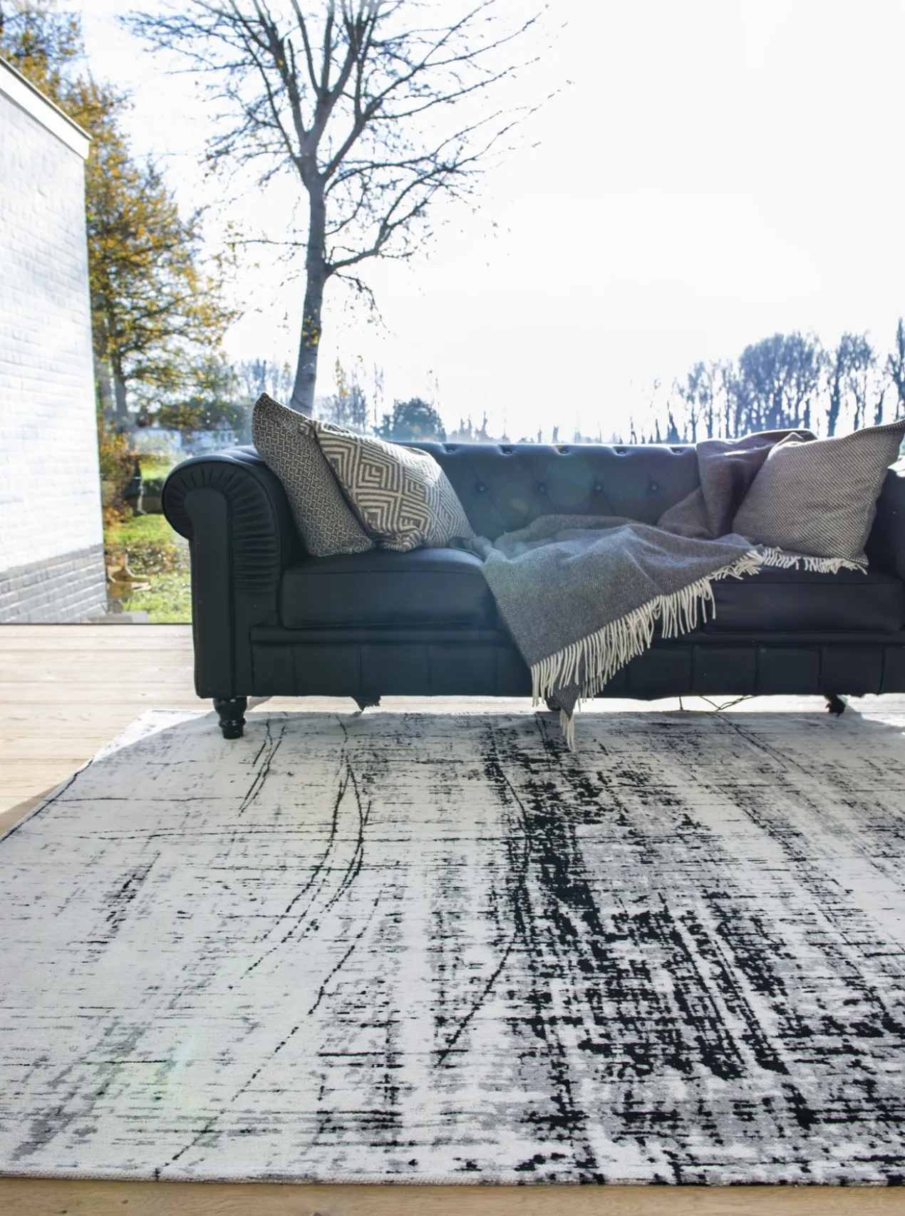 Ecorugs vloerkleed Griff zwart-wit 140x200 cm