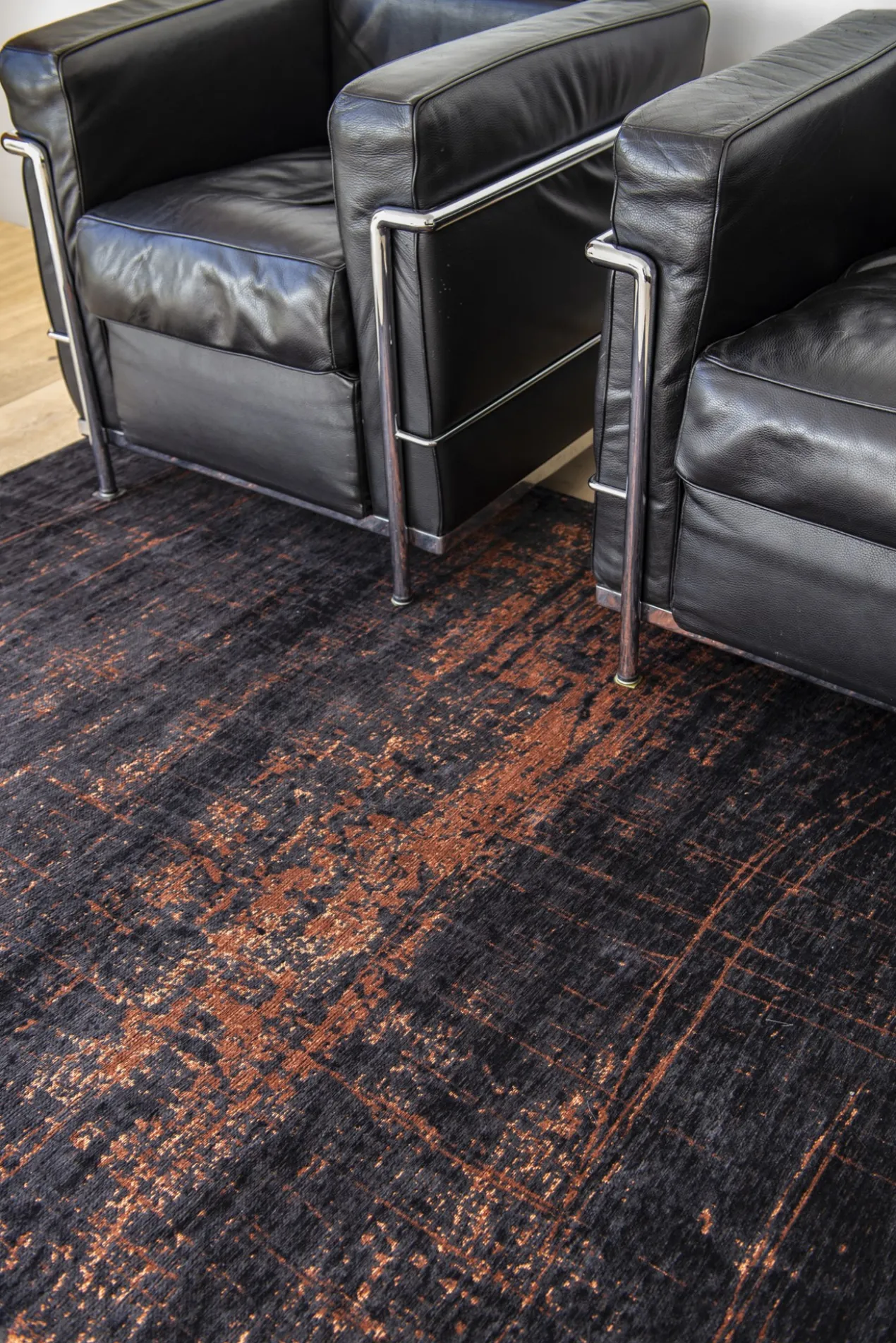 Ecorugs vloerkleed Griff zwart-koper 140x200 cm