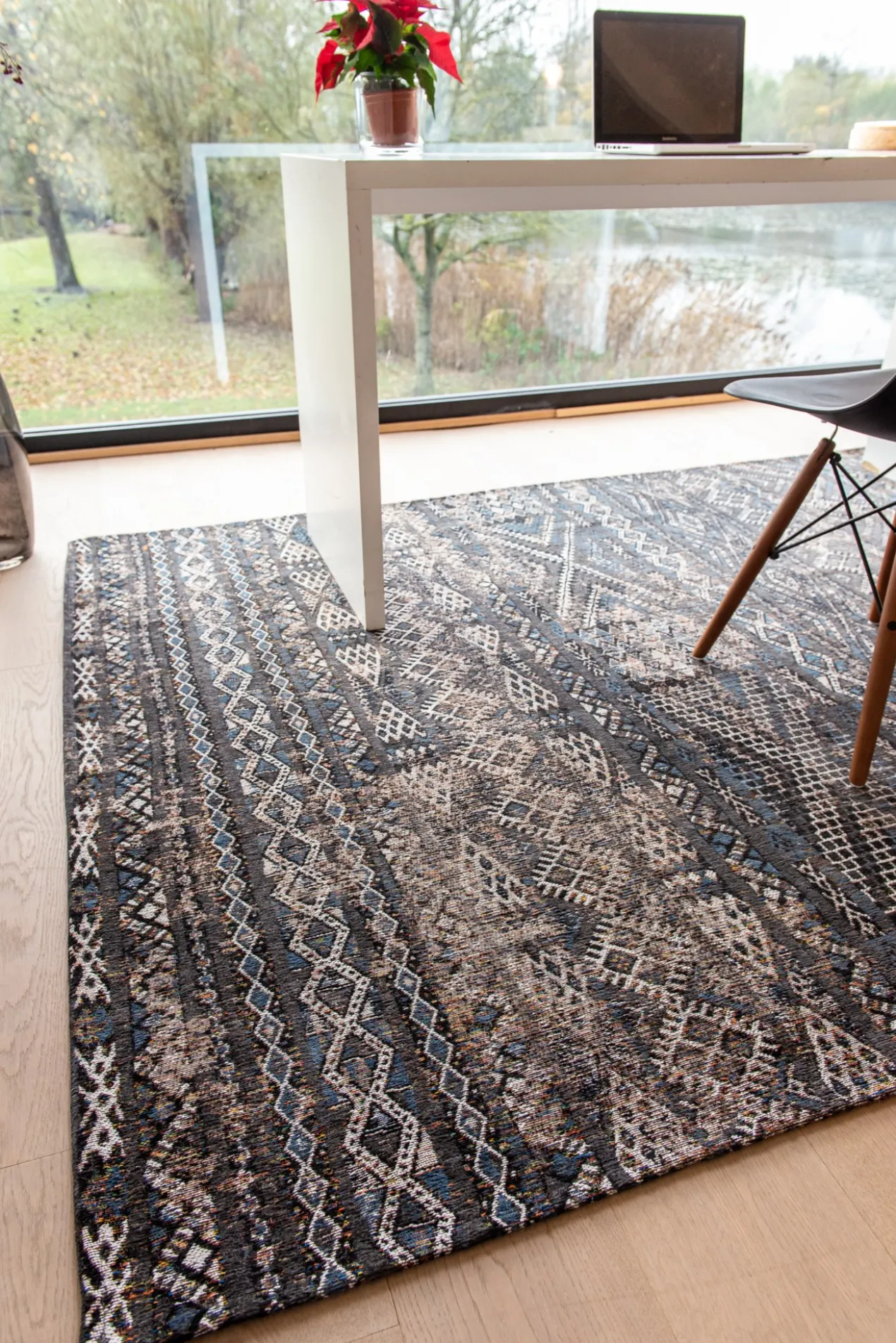 Ecorugs vloerkleed Kilim zwart 140x200 cm