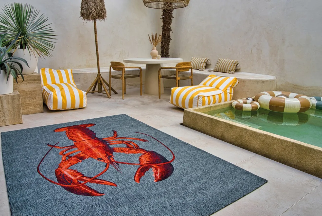 Ecorugs vloerkleed Lobster multicolor grijs ∅ 240 cm