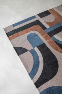 Ecorugs vloerkleed Module multicolor blauw/oranje 80x250 cm